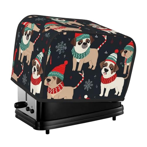 Merry Christmas Hunde-Toaster-Abdeckungen, 2 Scheiben, Brotmaschinen-Abdeckungen, gesteppter Toaster, staubdichte Abdeckung, kleine waschbare Geräteabdeckungen, Brotbackmaschine, Schutz für Küche von BSCKKDMN