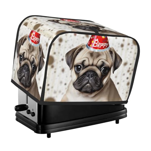 Niedliche Happy Birthday Mops-Welpen-Toaster-Abdeckungen, 2 Scheiben, Brotmaschinen-Abdeckungen, gesteppter Toaster, staubdichte Abdeckung, kleine waschbare Geräteabdeckungen, Brotbackmaschine, Schutz Niedliche Happy Birthday Mops-Welpen-Toaster-Abdeckungen, 2 Scheiben, Brotmaschinen-Abdeckungen, gesteppter Toaster, staubdichte Abdeckung, kleine waschbare Geräteabdeckungen, Brotbackmaschine, Schutz von BSCKKDMN