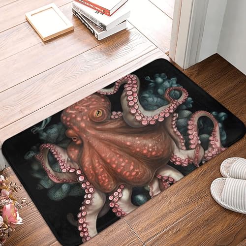 Octopus verflochtene Haustürmatte, für drinnen und draußen, rutschfest, saugfähig, waschbar, Flanell-Badematte, rutschfeste Fußmatten für Küche, Schlafzimmer, Badezimmer, Veranda, Büro, 40,6 x 61 cm Octopus verflochtene Haustürmatte, für drinnen und draußen, rutschfest, saugfähig, waschbar, Flanell-Badematte, rutschfeste Fußmatten für Küche, Schlafzimmer, Badezimmer, Veranda, Büro, 40,6 x 61 cm von BSCKKDMN