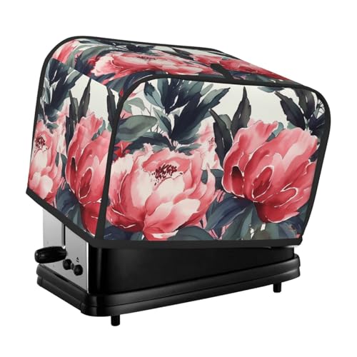 Pfingstrosen Spring Toaster-Abdeckungen, 2 Scheiben, Brotmaschinen-Abdeckungen, gesteppter Toaster, staubdichte Abdeckung, kleine waschbare Geräteabdeckungen, Brotbackmaschine, Schutz für Küche von BSCKKDMN