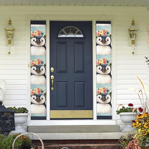 Pinguin trägt Blumen hängende Tür Banner Frühling Sommer Willkommen Veranda Banner Happy Birthday Party Banner Foto Hintergrund Veranda Schild Haustür Schilder für Hof Indoor Outdoor Dekor Pinguin trägt Blumen hängende Tür Banner Frühling Sommer Willkommen Veranda Banner Happy Birthday Party Banner Foto Hintergrund Veranda Schild Haustür Schilder für Hof Indoor Outdoor Dekor von BSCKKDMN