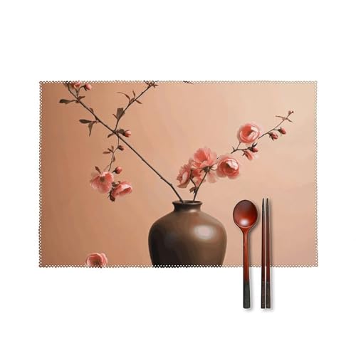 Platzdeckchen-Set, hitzebeständig, rutschfest, abwischbar, waschbar, Blumenvase, Tischmatten für Esszimmer, Küche, Innen- und Außenbereich, Party, Urlaub, Dekoration, 6 Stück von BSCKKDMN