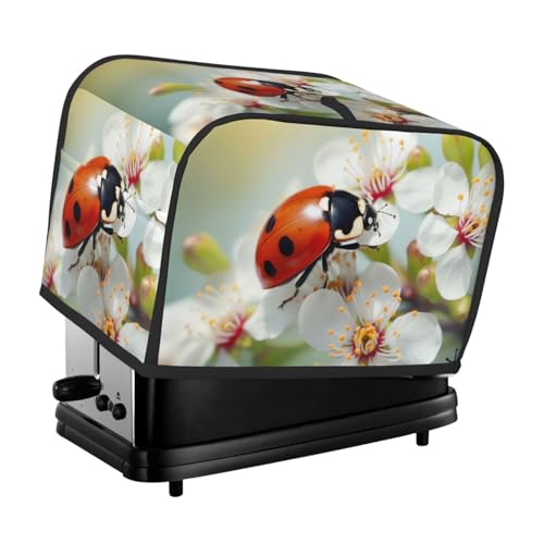 Schmetterlingsmarienkäfer-Blumen-Toaster-Abdeckungen, 2 Scheiben, gesteppter Toaster, staubdichte Abdeckung, kleine waschbare Geräteabdeckungen, Brotbackmaschinen-Schutz für Küche, kleine Geräte von BSCKKDMN