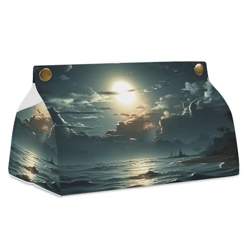 Sea Moon Taschentuchbox-Abdeckung, Leder, wasserdicht, rechteckig, für Badezimmer, Wohnzimmer, Küche, Büro Sea Moon Taschentuchbox-Abdeckung, Leder, wasserdicht, rechteckig, für Badezimmer, Wohnzimmer, Küche, Büro von BSCKKDMN