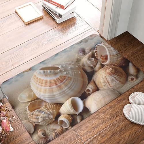 Seashells By The Seashore Fußmatte für drinnen und draußen, rutschfest, saugfähig, waschbar, Flanell-Badematte, rutschfeste Fußmatten für Küche, Schlafzimmer, Badezimmer, Veranda, Büro, 40,6 x 61 cm Seashells By The Seashore Fußmatte für drinnen und draußen, rutschfest, saugfähig, waschbar, Flanell-Badematte, rutschfeste Fußmatten für Küche, Schlafzimmer, Badezimmer, Veranda, Büro, 40,6 x 61 cm von BSCKKDMN