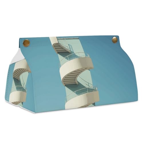 Spiral-Tücherbox mit Treppenabdeckung, Leder, wasserdicht, rechteckig, für Badezimmer, Wohnzimmer, Küche, Büro Spiral-Tücherbox mit Treppenabdeckung, Leder, wasserdicht, rechteckig, für Badezimmer, Wohnzimmer, Küche, Büro von BSCKKDMN