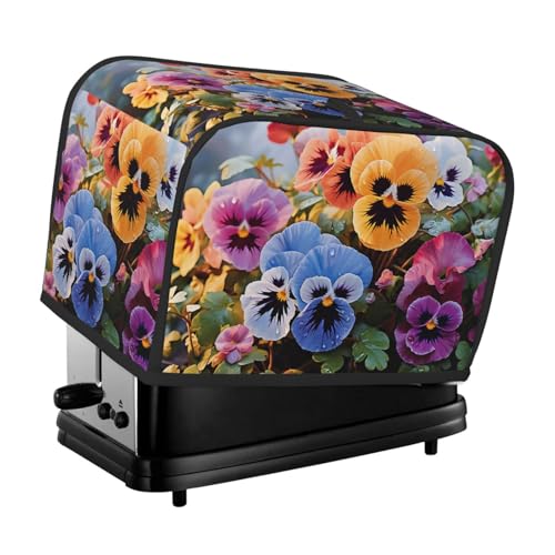 Stiefmütterchen-Blumen-Toaster-Abdeckungen, 2 Scheiben, Brotmaschinen-Abdeckung, gesteppter Toaster, staubdichte Abdeckung, kleine waschbare Geräteabdeckungen, Brotbackmaschinen-Schutz, für Küche von BSCKKDMN