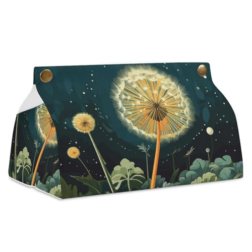 Taschentuchbox mit Löwenzahn bei Nacht, Leder, wasserdicht, rechteckig, für Badezimmer, Wohnzimmer, Küche, Büro Taschentuchbox mit Löwenzahn bei Nacht, Leder, wasserdicht, rechteckig, für Badezimmer, Wohnzimmer, Küche, Büro von BSCKKDMN