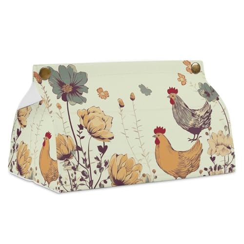 Taschentuchbox mit Motiv Henne fliegende Schmetterlinge unter Blumen, Leder, wasserdicht, rechteckig, für Badezimmer, Wohnzimmer, Küche, Büro Taschentuchbox mit Motiv Henne fliegende Schmetterlinge unter Blumen, Leder, wasserdicht, rechteckig, für Badezimmer, Wohnzimmer, Küche, Büro von BSCKKDMN