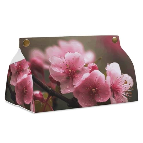 Taschentuchbox mit Pfirsichblumen, Leder, wasserdicht, rechteckig, für Badezimmer, Wohnzimmer, Küche, Büro Taschentuchbox mit Pfirsichblumen, Leder, wasserdicht, rechteckig, für Badezimmer, Wohnzimmer, Küche, Büro von BSCKKDMN