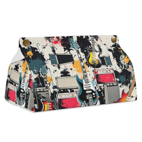 Taschentuchbox mit Rockmusik-Muster, Leder, wasserdicht, rechteckig, für Badezimmer, Wohnzimmer, Küche, Büro Taschentuchbox mit Rockmusik-Muster, Leder, wasserdicht, rechteckig, für Badezimmer, Wohnzimmer, Küche, Büro von BSCKKDMN