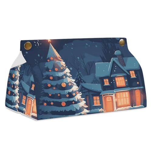 Taschentuchbox mit Weihnachtsbaum-Motiv, Leder, wasserdicht, rechteckig, für Badezimmer, Wohnzimmer, Küche, Büro Taschentuchbox mit Weihnachtsbaum-Motiv, Leder, wasserdicht, rechteckig, für Badezimmer, Wohnzimmer, Küche, Büro von BSCKKDMN