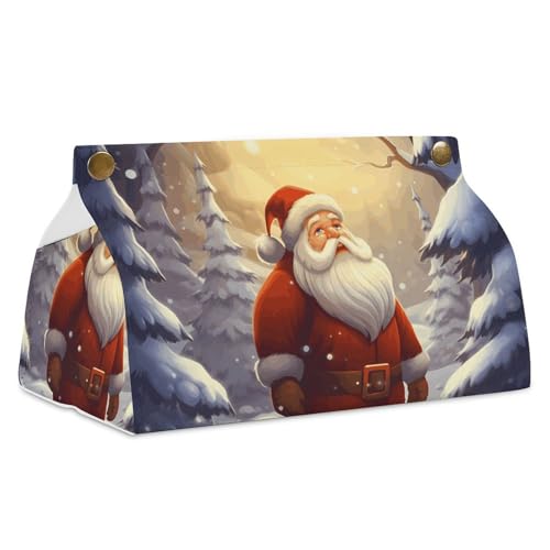 Taschentuchbox mit Weihnachtsmann im Schnee, Leder, wasserdicht, rechteckig, für Badezimmer, Wohnzimmer, Küche, Büro Taschentuchbox mit Weihnachtsmann im Schnee, Leder, wasserdicht, rechteckig, für Badezimmer, Wohnzimmer, Küche, Büro von BSCKKDMN