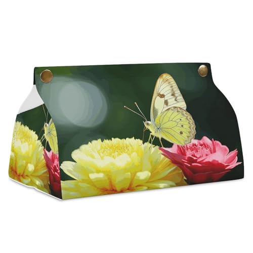Taschentuchbox mit hellgelben Blumen, Leder, wasserdicht, rechteckig, für Badezimmer, Wohnzimmer, Küche, Büro Taschentuchbox mit hellgelben Blumen, Leder, wasserdicht, rechteckig, für Badezimmer, Wohnzimmer, Küche, Büro von BSCKKDMN