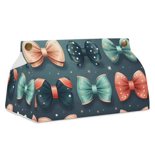 Taschentuchbox mit niedlicher Schleife, Leder, wasserdicht, rechteckig, für Badezimmer, Wohnzimmer, Küche, Büro von BSCKKDMN