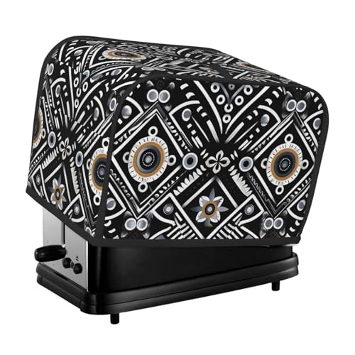 Toaster-Abdeckungen, 2 Scheiben, gesteppter Toaster, staubdichte Abdeckung, kleine waschbare Geräteabdeckungen, Brotbackmaschinen-Schutz, für Küche, kleine Geräte, Schwarz / Weiß von BSCKKDMN