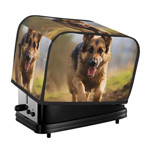 Toaster-Abdeckungen für Laufender Deutscher Schäferhund, 2 Scheiben, Brotmaschinen-Abdeckung, gesteppter Toaster, staubdichte Abdeckung, kleine waschbare Geräteabdeckungen, Brotbackmaschine, Schutz von BSCKKDMN