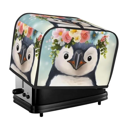 Toaster-Abdeckungen mit Pinguin mit Blumen, 2 Scheiben, gesteppter Toaster, staubdichte Abdeckung, kleine waschbare Geräteabdeckungen, Brotbackmaschine, Schutz für Küche, kleine Geräte Toaster-Abdeckungen mit Pinguin mit Blumen, 2 Scheiben, gesteppter Toaster, staubdichte Abdeckung, kleine waschbare Geräteabdeckungen, Brotbackmaschine, Schutz für Küche, kleine Geräte von BSCKKDMN