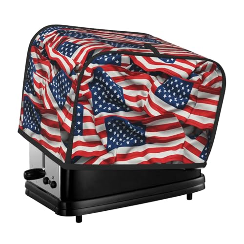 Toaster-Abdeckungen mit USA-Flagge, 2 Scheiben, gesteppter Toaster, staubdichte Abdeckung, kleine waschbare Geräteabdeckungen, Brotbackmaschinen-Schutz für Küche, kleine Geräte von BSCKKDMN