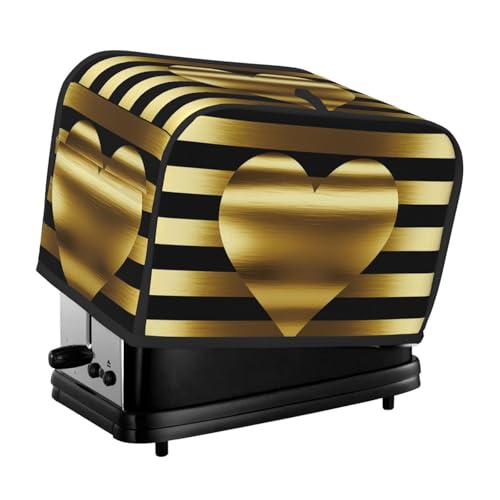 Toaster-Abdeckungen mit goldfarbenen Herzen, gestreift, 2 Scheiben, gesteppter Toaster, staubdichte Abdeckung, kleine waschbare Geräteabdeckungen, Brotbackmaschine, Schutz für Küche, kleine Geräte Toaster-Abdeckungen mit goldfarbenen Herzen, gestreift, 2 Scheiben, gesteppter Toaster, staubdichte Abdeckung, kleine waschbare Geräteabdeckungen, Brotbackmaschine, Schutz für Küche, kleine Geräte von BSCKKDMN