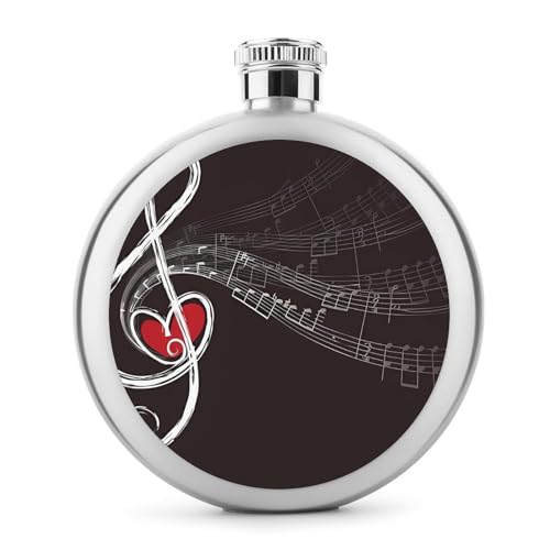 Treble Love and Music Flachmann Edelstahl auslaufsicher Likörflasche tragbar rund Weinflasche für Camping Angeln Hochzeit Party 142 ml von BSCKKDMN