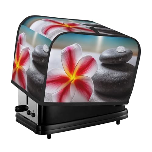 Tropische Blume und Zen Stein Toaster-Abdeckungen, 2 Scheiben, Brotmaschinen-Abdeckungen, gesteppter Toaster, staubdichte Abdeckung, kleine waschbare Geräteabdeckungen, Brotbackmaschinen-Schutz für von BSCKKDMN