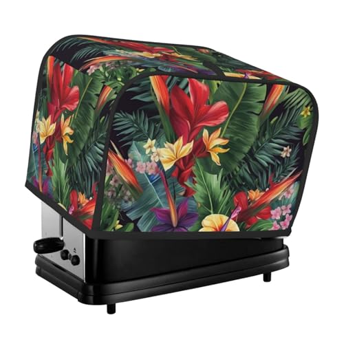 Tropische Pflanzen-Blumen, Toaster-Abdeckungen, 2 Scheiben, Brotmaschinen-Abdeckungen, gesteppter Toaster, staubdichte Abdeckung, kleine waschbare Geräteabdeckungen, Brotbackmaschinen-Schutz, für von BSCKKDMN