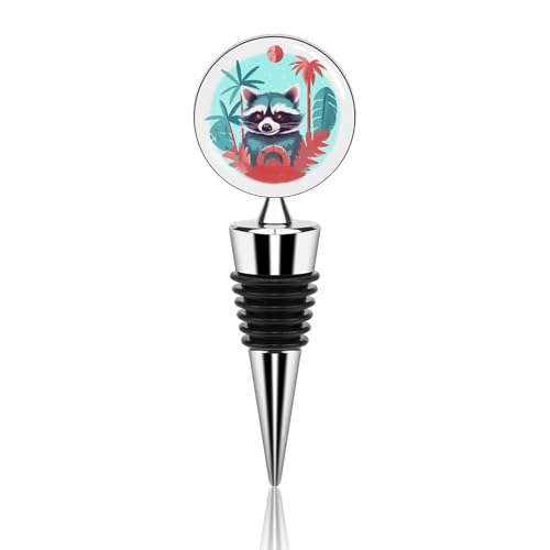 Weinflaschenverschluss, Metall, dekorativ, elegant, wiederverwendbar, auslaufsicher, Waschbär-Avatar, Weinkorken für Geschenke, Bar, Urlaub, Party, Hochzeit von BSCKKDMN