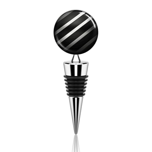 Weinflaschenverschluss, Metall, dekorativ, elegant, wiederverwendbar, auslaufsicher, schwarze Streifen, Weinkorken für Geschenke, Bar, Urlaub, Party, Hochzeit von BSCKKDMN