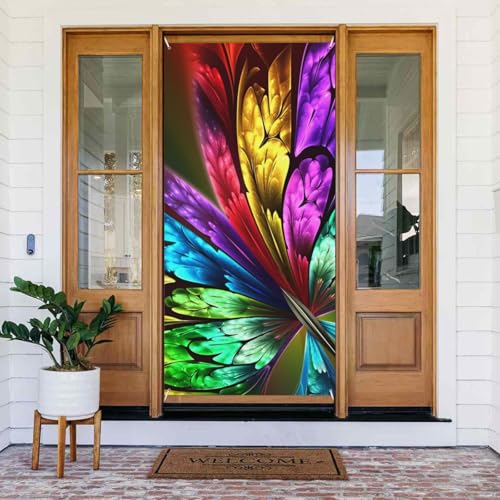 Willkommens-Türabdeckung, Dekoration, Türbanner 180 x 80 cm, Regenbogen-Schmetterling, Veranda, Banner, Schild, Fotohintergrund, saisonales Haustür-Banner zum Aufhängen, Banner für Urlaub, Party Willkommens-Türabdeckung, Dekoration, Türbanner 180 x 80 cm, Regenbogen-Schmetterling, Veranda, Banner, Schild, Fotohintergrund, saisonales Haustür-Banner zum Aufhängen, Banner für Urlaub, Party von BSCKKDMN