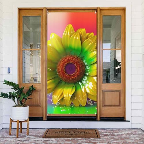Willkommens-Türabdeckung, Dekoration, Türbanner 180 x 80 cm, buntes 3D-Sonnenblumen-Veranda-Banner, Schild, Fotohintergrund, saisonales Haustür-Banner zum Aufhängen, Banner für Urlaub, Party, Innen Willkommens-Türabdeckung, Dekoration, Türbanner 180 x 80 cm, buntes 3D-Sonnenblumen-Veranda-Banner, Schild, Fotohintergrund, saisonales Haustür-Banner zum Aufhängen, Banner für Urlaub, Party, Innen von BSCKKDMN