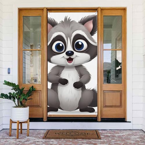 Willkommens-Türabdeckung, Dekoration, Türbanner 183 x 80 cm, Cartoon-Motiv, niedlicher Waschbär, Veranda, Banner, Schild, Fotohintergrund, saisonaler Haustür-Banner zum Aufhängen, Banner für Urlaub Willkommens-Türabdeckung, Dekoration, Türbanner 183 x 80 cm, Cartoon-Motiv, niedlicher Waschbär, Veranda, Banner, Schild, Fotohintergrund, saisonaler Haustür-Banner zum Aufhängen, Banner für Urlaub von BSCKKDMN