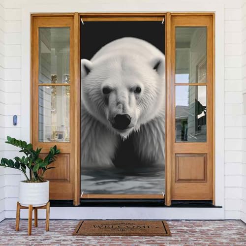 Willkommens-Türabdeckung, Dekoration, Türbanner 183 x 80 cm, Eisbär, Veranda, Banner, Schild, Fotohintergrund, saisonales Haustür-Banner zum Aufhängen, Banner für Urlaub, Party, Innen- und Willkommens-Türabdeckung, Dekoration, Türbanner 183 x 80 cm, Eisbär, Veranda, Banner, Schild, Fotohintergrund, saisonales Haustür-Banner zum Aufhängen, Banner für Urlaub, Party, Innen- und von BSCKKDMN