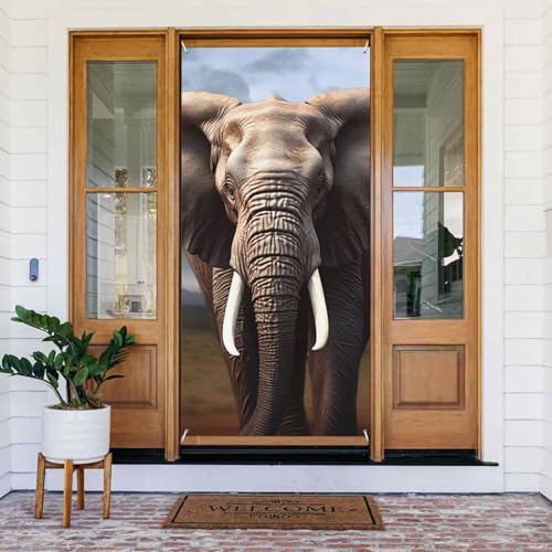 Willkommens-Türabdeckung, Dekoration, Türbanner 183 x 80 cm, Elefanten-Veranda-Banner, Schild, Fotohintergrund, saisonales Haustür-Banner zum Aufhängen, Banner für Urlaub, Party, Innen- und Willkommens-Türabdeckung, Dekoration, Türbanner 183 x 80 cm, Elefanten-Veranda-Banner, Schild, Fotohintergrund, saisonales Haustür-Banner zum Aufhängen, Banner für Urlaub, Party, Innen- und von BSCKKDMN