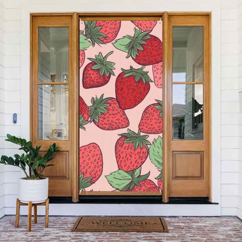 Willkommens-Türabdeckung, Dekoration, Türbanner 183 x 80 cm, Erdbeermuster, Veranda-Banner, Schild, Fotohintergrund, saisonales Haustür-Banner zum Aufhängen, Banner für Urlaub, Party, Innen- und Willkommens-Türabdeckung, Dekoration, Türbanner 183 x 80 cm, Erdbeermuster, Veranda-Banner, Schild, Fotohintergrund, saisonales Haustür-Banner zum Aufhängen, Banner für Urlaub, Party, Innen- und von BSCKKDMN