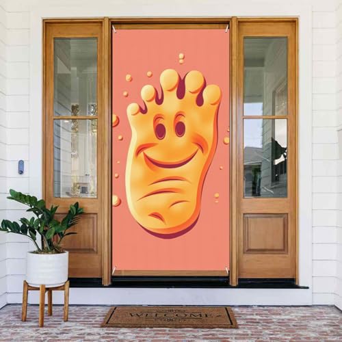 Willkommens-Türabdeckung, Dekoration, Türbanner 183 x 80 cm, Happy Foot Veranda-Banner, Schild, Fotohintergrund, saisonales Haustür-Banner zum Aufhängen, Banner für Urlaub, Party, Innen- und Willkommens-Türabdeckung, Dekoration, Türbanner 183 x 80 cm, Happy Foot Veranda-Banner, Schild, Fotohintergrund, saisonales Haustür-Banner zum Aufhängen, Banner für Urlaub, Party, Innen- und von BSCKKDMN