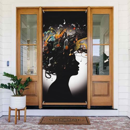 Willkommens-Türabdeckung, Dekoration, Türbanner 183 x 80 cm, Musikbild, Veranda, Banner, Schild, Fotohintergrund, saisonales Haustür-Banner zum Aufhängen, Banner für Urlaub, Party, Innen- und Willkommens-Türabdeckung, Dekoration, Türbanner 183 x 80 cm, Musikbild, Veranda, Banner, Schild, Fotohintergrund, saisonales Haustür-Banner zum Aufhängen, Banner für Urlaub, Party, Innen- und von BSCKKDMN