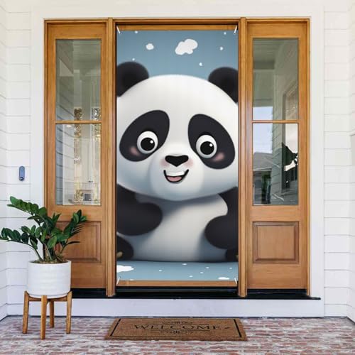 Willkommens-Türabdeckung, Dekoration, Türbanner 183 x 80 cm, Panda-Cartoon-Veranda-Banner, Schild, Fotohintergrund, saisonales Haustür-Banner zum Aufhängen, Banner für Urlaub, Party, Innen- und Willkommens-Türabdeckung, Dekoration, Türbanner 183 x 80 cm, Panda-Cartoon-Veranda-Banner, Schild, Fotohintergrund, saisonales Haustür-Banner zum Aufhängen, Banner für Urlaub, Party, Innen- und von BSCKKDMN