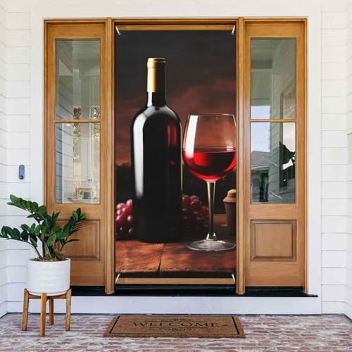 Willkommens-Türabdeckung, Dekoration, Türbanner 183 x 80 cm, Rotwein und Flasche, Veranda-Banner, Schild, Fotohintergrund, saisonales Haustür-Banner zum Aufhängen, Banner für Urlaub, Party, Innen- und Willkommens-Türabdeckung, Dekoration, Türbanner 183 x 80 cm, Rotwein und Flasche, Veranda-Banner, Schild, Fotohintergrund, saisonales Haustür-Banner zum Aufhängen, Banner für Urlaub, Party, Innen- und von BSCKKDMN