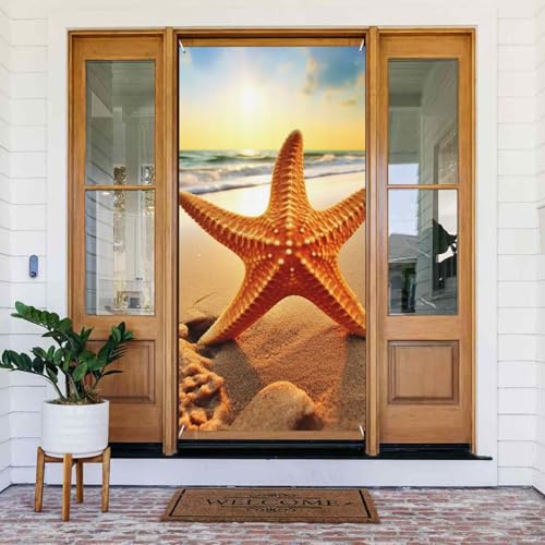Willkommens-Türabdeckung, Dekoration, Türbanner 183 x 80 cm, Seestern-Veranda-Banner, Schild, Fotohintergrund, saisonales Haustür-Banner zum Aufhängen, Banner für Urlaub, Party, Innen- und Willkommens-Türabdeckung, Dekoration, Türbanner 183 x 80 cm, Seestern-Veranda-Banner, Schild, Fotohintergrund, saisonales Haustür-Banner zum Aufhängen, Banner für Urlaub, Party, Innen- und von BSCKKDMN
