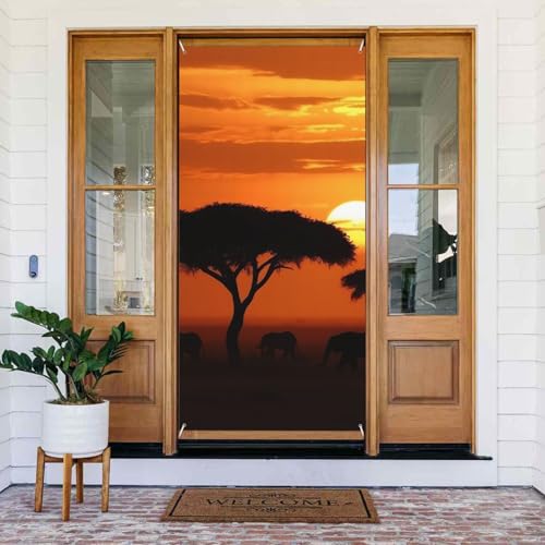 Willkommens-Türabdeckung, Dekoration, Türbanner 183 x 80 cm, Sonnenuntergang, afrikanische Savanne, Veranda, Banner, Schild, Fotohintergrund, saisonales Haustür-Banner zum Aufhängen, Banner für Urlaub Willkommens-Türabdeckung, Dekoration, Türbanner 183 x 80 cm, Sonnenuntergang, afrikanische Savanne, Veranda, Banner, Schild, Fotohintergrund, saisonales Haustür-Banner zum Aufhängen, Banner für Urlaub von BSCKKDMN