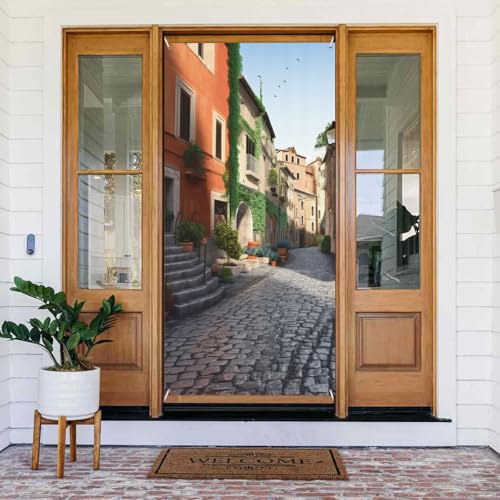 Willkommens-Türabdeckung, Dekoration, Türbanner 183 x 80 cm, Straße von Italien, Veranda, Schild, Fotohintergrund, saisonales Haustür-Banner zum Aufhängen, Banner für Urlaub, Party, Innen- und Willkommens-Türabdeckung, Dekoration, Türbanner 183 x 80 cm, Straße von Italien, Veranda, Schild, Fotohintergrund, saisonales Haustür-Banner zum Aufhängen, Banner für Urlaub, Party, Innen- und von BSCKKDMN