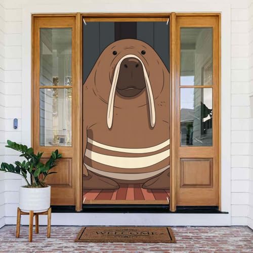 Willkommens-Türabdeckung, Dekoration, Türbanner 183 x 80 cm, Walross-Veranda-Banner, Schild, Fotohintergrund, saisonales Haustür-Banner zum Aufhängen, Banner für Urlaub, Party, Innen- und Außenbereich Willkommens-Türabdeckung, Dekoration, Türbanner 183 x 80 cm, Walross-Veranda-Banner, Schild, Fotohintergrund, saisonales Haustür-Banner zum Aufhängen, Banner für Urlaub, Party, Innen- und Außenbereich von BSCKKDMN