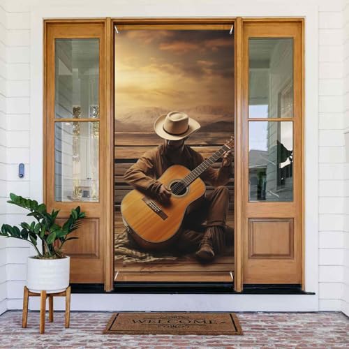 Willkommens-Türabdeckung, Dekoration, Türbanner 183 x 80 cm, Western-Musik-Veranda-Banner, Schild, Fotohintergrund, saisonales Haustür-Banner zum Aufhängen, Banner für Urlaub, Party, Innen- und Willkommens-Türabdeckung, Dekoration, Türbanner 183 x 80 cm, Western-Musik-Veranda-Banner, Schild, Fotohintergrund, saisonales Haustür-Banner zum Aufhängen, Banner für Urlaub, Party, Innen- und von BSCKKDMN