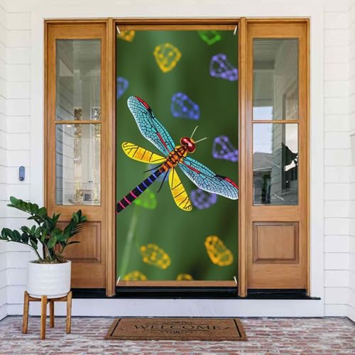 Willkommens-Türabdeckung, Dekoration, Türbanner 183 x 80 cm, buntes Libellen-Veranda-Banner, Schild, Fotohintergrund, saisonaler Haustür-Banner zum Aufhängen, Banner für Urlaub, Party, Innen- und Willkommens-Türabdeckung, Dekoration, Türbanner 183 x 80 cm, buntes Libellen-Veranda-Banner, Schild, Fotohintergrund, saisonaler Haustür-Banner zum Aufhängen, Banner für Urlaub, Party, Innen- und von BSCKKDMN
