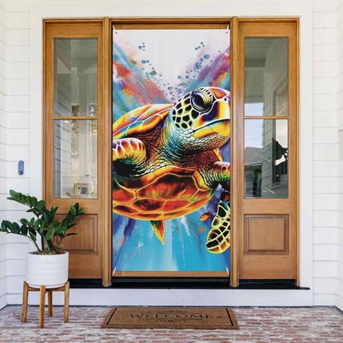 Willkommens-Türabdeckung, Dekoration, Türbanner 183 x 80 cm, buntes Meeresschildkröten-Banner, Schild, Fotohintergrund, saisonaler Haustür-Banner zum Aufhängen, Banner für Urlaub, Party, Innen- und Willkommens-Türabdeckung, Dekoration, Türbanner 183 x 80 cm, buntes Meeresschildkröten-Banner, Schild, Fotohintergrund, saisonaler Haustür-Banner zum Aufhängen, Banner für Urlaub, Party, Innen- und von BSCKKDMN