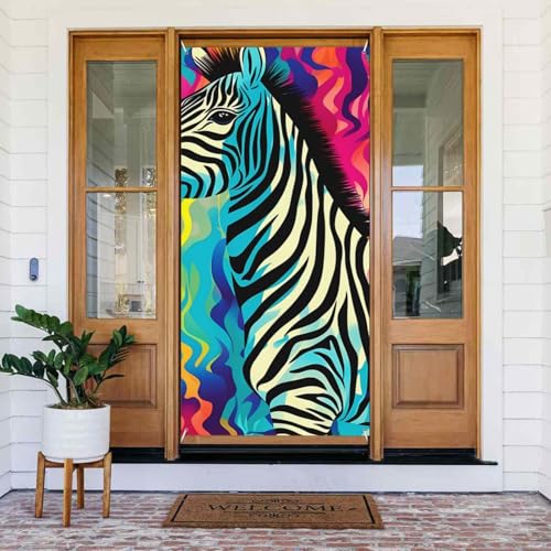 Willkommens-Türabdeckung, Dekoration, Türbanner 183 x 80 cm, farbiges Zebra-Banner, Schild, Fotohintergrund, saisonales Haustür-Banner zum Aufhängen, Banner für Urlaub, Party, Innen- und Außenbereich Willkommens-Türabdeckung, Dekoration, Türbanner 183 x 80 cm, farbiges Zebra-Banner, Schild, Fotohintergrund, saisonales Haustür-Banner zum Aufhängen, Banner für Urlaub, Party, Innen- und Außenbereich von BSCKKDMN