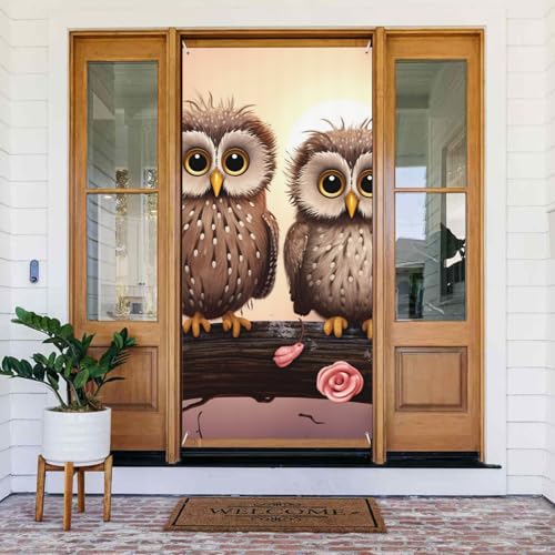 Willkommens-Türabdeckung, Dekoration, Türbanner 183 x 80 cm, niedliche Eulen, Veranda, Banner, Schild, Fotohintergrund, saisonales Haustür-Banner zum Aufhängen, Banner für Urlaub, Party, Innen- und Willkommens-Türabdeckung, Dekoration, Türbanner 183 x 80 cm, niedliche Eulen, Veranda, Banner, Schild, Fotohintergrund, saisonales Haustür-Banner zum Aufhängen, Banner für Urlaub, Party, Innen- und von BSCKKDMN