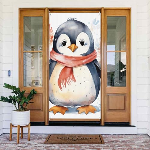 Willkommens-Türabdeckung, Dekoration, Türbanner 183 x 80 cm, niedliches Cartoon-Pinguin-Veranda-Banner, Schild, Fotohintergrund, saisonaler Haustür-Banner zum Aufhängen, Banner für Urlaub, Party Willkommens-Türabdeckung, Dekoration, Türbanner 183 x 80 cm, niedliches Cartoon-Pinguin-Veranda-Banner, Schild, Fotohintergrund, saisonaler Haustür-Banner zum Aufhängen, Banner für Urlaub, Party von BSCKKDMN