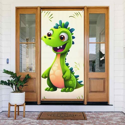 Willkommens-Türabdeckung, Dekoration, Türbanner 183 x 80 cm, niedliches Dinosaurier-Veranda-Banner, Schild, Fotohintergrund, saisonales Haustür-Banner zum Aufhängen, Banner für Urlaub, Party, Innen Willkommens-Türabdeckung, Dekoration, Türbanner 183 x 80 cm, niedliches Dinosaurier-Veranda-Banner, Schild, Fotohintergrund, saisonales Haustür-Banner zum Aufhängen, Banner für Urlaub, Party, Innen von BSCKKDMN